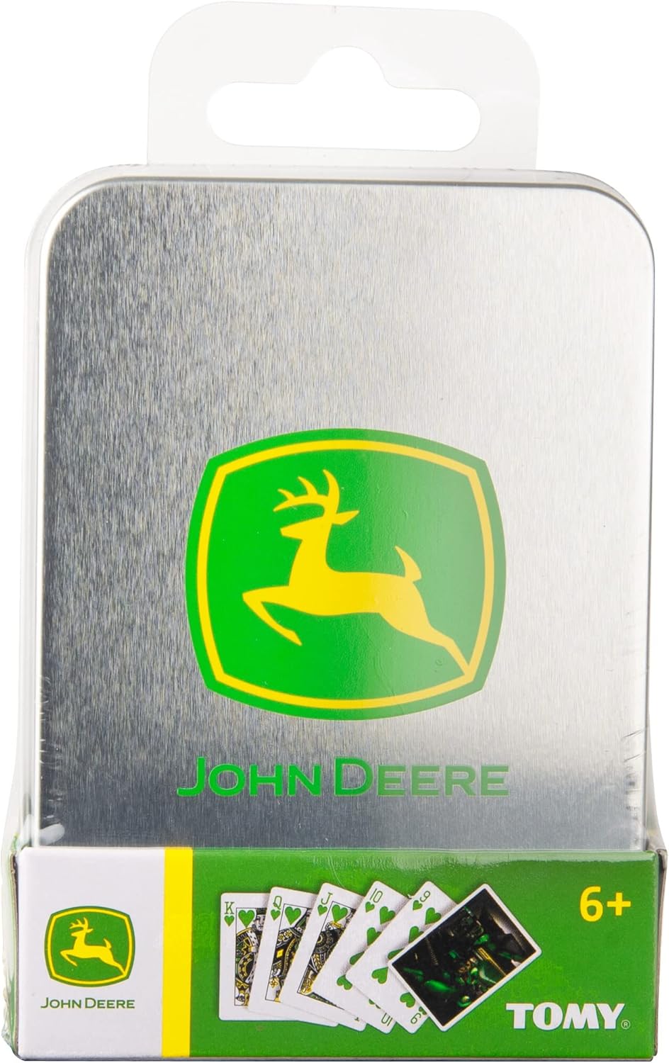 John Deere Playing Cards in Tin, 52 Card Deck Featuring Tractor Image, Includes Collector's Tin Box with Logo, Card Game for Kids Aged 6 Years +