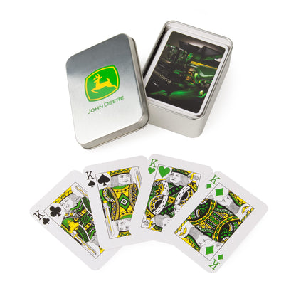 John Deere Playing Cards in Tin, 52 Card Deck Featuring Tractor Image, Includes Collector's Tin Box with Logo, Card Game for Kids Aged 6 Years +