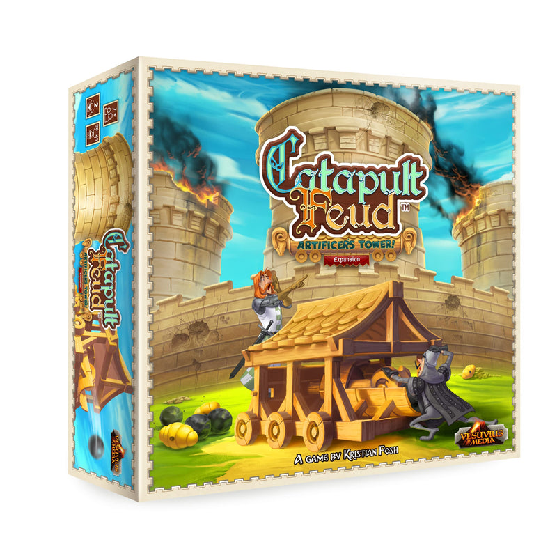 Play All Day Games Catapult Feud Game Artificer’s Tower Expansion - Ready, Aim... Launch The Catapults! 2 Player