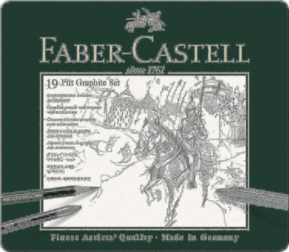Faber-Castell PITT Graphite 19-Piece Medium Tin Professional Quality Set in a Metal Case With