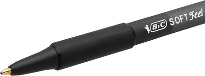 BIC Soft Feel Ballpoint Pens, Retractable Pens, Ideal for School and Office, Medium Point (1.0mm), Black, Pack of 12