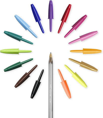 Bic Cristal Fun Ballpoint Pens With Wide Tip (1.6mm) Pens For Colourful Writing In Assorted Colours, Box of 20 (Pack of 2