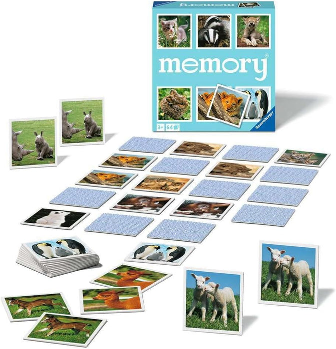 Ravensburger Memory 20879 - dierenkinderen, de klassieke speelklassieker voor dierenfans, spelspel voor 2-8 spelers vanaf 3 jaar
