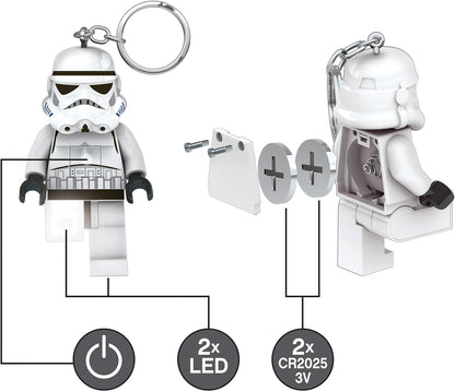 IQ Lego Star Wars Schlüsselanhänger mit LED-Taschenlampe Spielzeuggeschenke für Kinder - 76 mm große Figur - 2 CR2025 Batterien enthalten