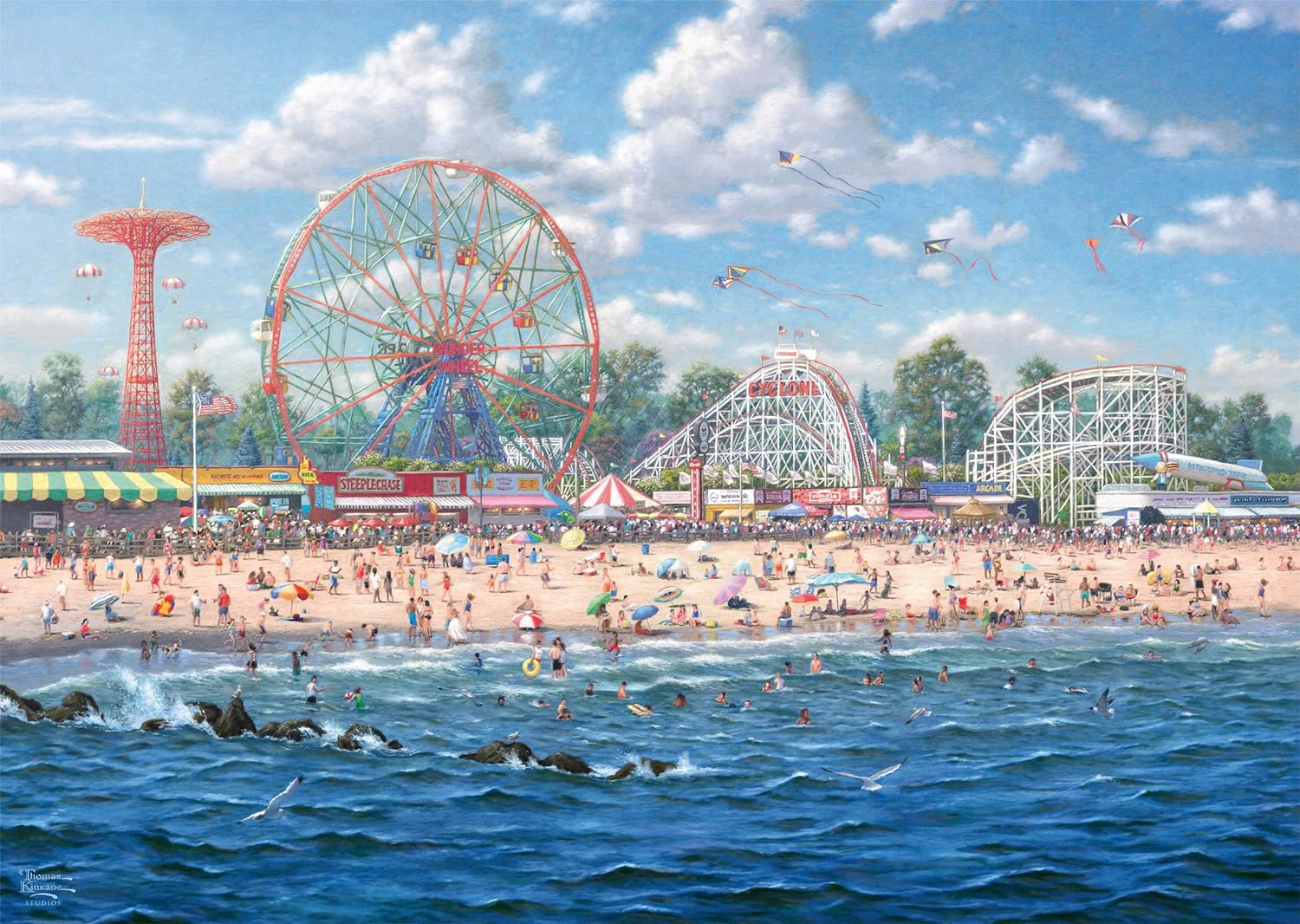 Schmidt Spiele Thomas Kinkade 57365 Coney Island-Puzzle de 1000 Piezas, Multicolor (CSG57365