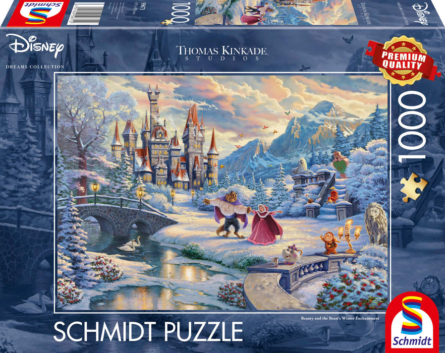 Schmidt | Thomas Kinkade: Disney Beauty & the Beast Winter Enchantment Puzzle - 1000pc | Puzzle | Ages 12+ | 1 Players