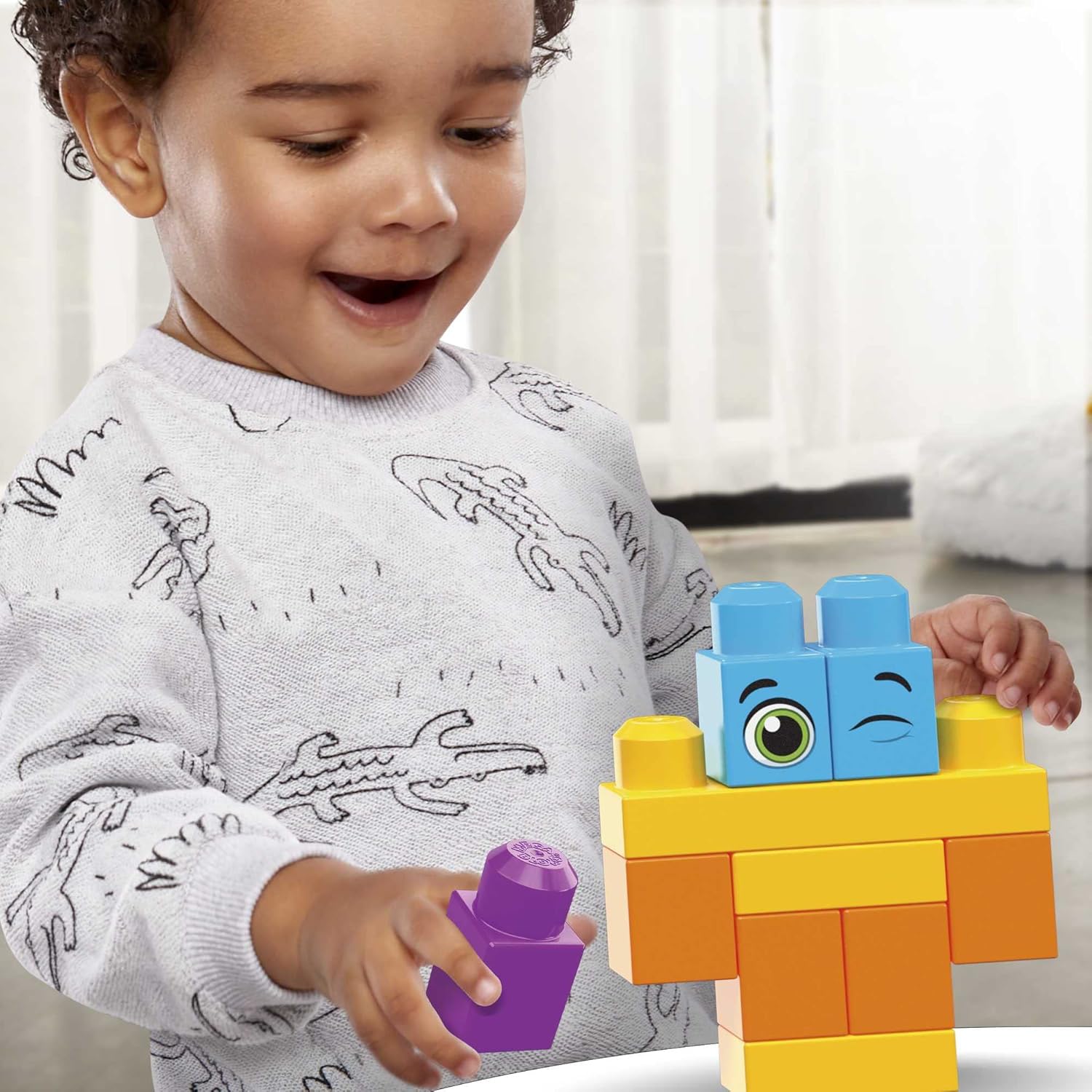 MEGA BLOKS Bigger Building Bag building set with 150 big and colorful building blocks, and 1 storage bag, toy gift set for ages 1 and up