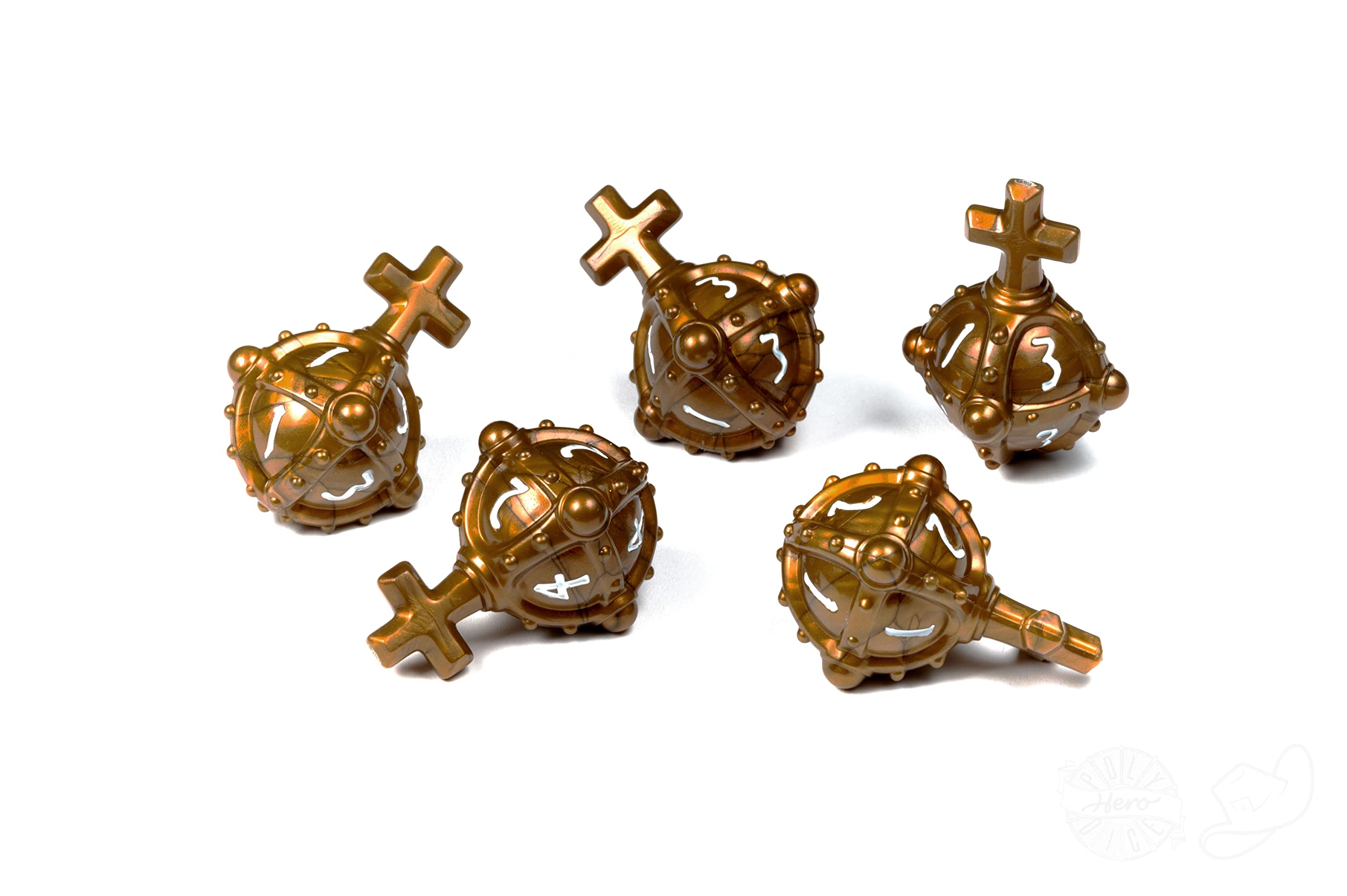 PolyHero Dice: Cleric 5d4 Hallowed Hand Grenades Merciful Gold and White