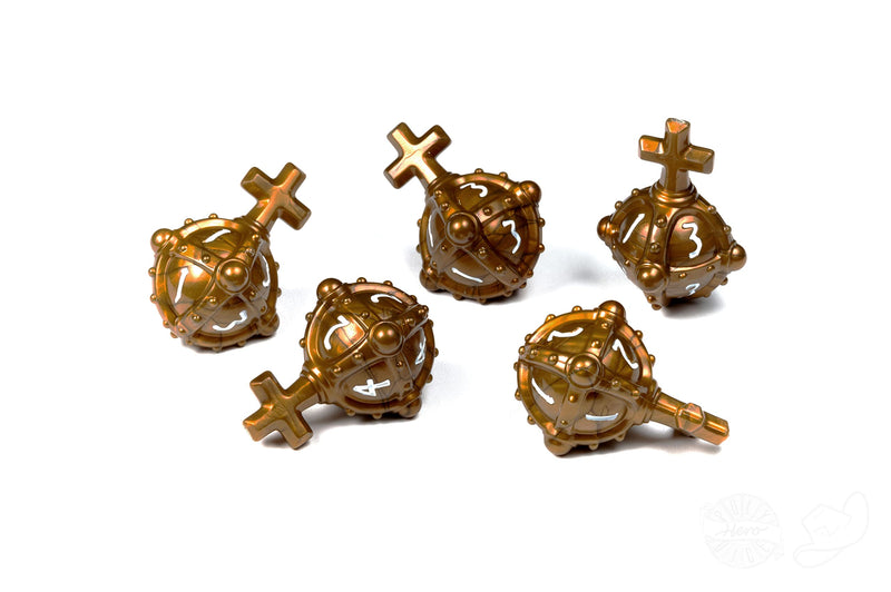 PolyHero Dice: Cleric 5d4 Hallowed Hand Grenades Merciful Gold and White