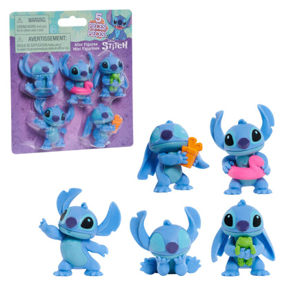 Just Play Disney Stitch Vorteilspackung mit 5 Figuren, 5,7 cm große Sammelfiguren, blau, Alien, Kinderspielzeug ab 3 Jahren