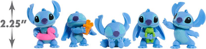 Just Play Disney Stitch Vorteilspackung mit 5 Figuren, 5,7 cm große Sammelfiguren, blau, Alien, Kinderspielzeug ab 3 Jahren