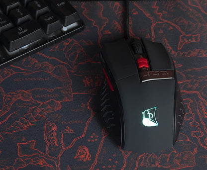 Konix Drakkar Gaming-Maus Runemaster Evo für PC - LED-Hintergrundbeleuchtung - USB-Anschluss - 1,8 m Kabel - Schwarz und Rot