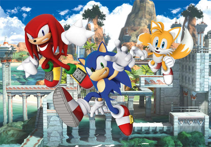 Clementoni 25280 Sonic Supercolor Puzzle Sonic-3X48 Teile Ab 4 Jahren, buntes Kinderpuzzle mit besonderer Leuchtkraft & Farbintensität, Geschicklichkeitsspiel für Kinder, Mehrfarbig, One Size