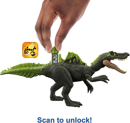 Jurassic World Dominion Massive Action Ampelosaurus Dinosaur Action Figur & Dominion Roar Strikers Ichthyovenator Dinosaur Action Figure, Roaring Sound, Chomp Attack, Physical & Digital Play