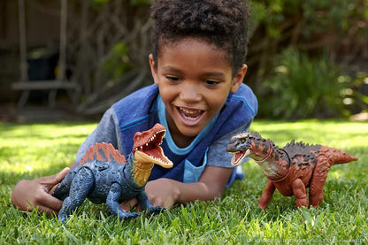 Jurassic World Dominion Massive Action Ampelosaurus Dinosaur Action Figur & Dominion Roar Strikers Ichthyovenator Dinosaur Action Figure, Roaring Sound, Chomp Attack, Physical & Digital Play