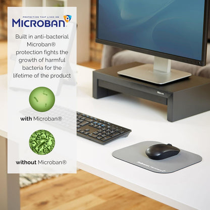 Fellowes Mouse Mat with Non-Slip Rubber Base - Mouse Pad with Antibacterial Protection - Suitable for Both Optical and Laser Mice - 199 x 232 x 2mm
