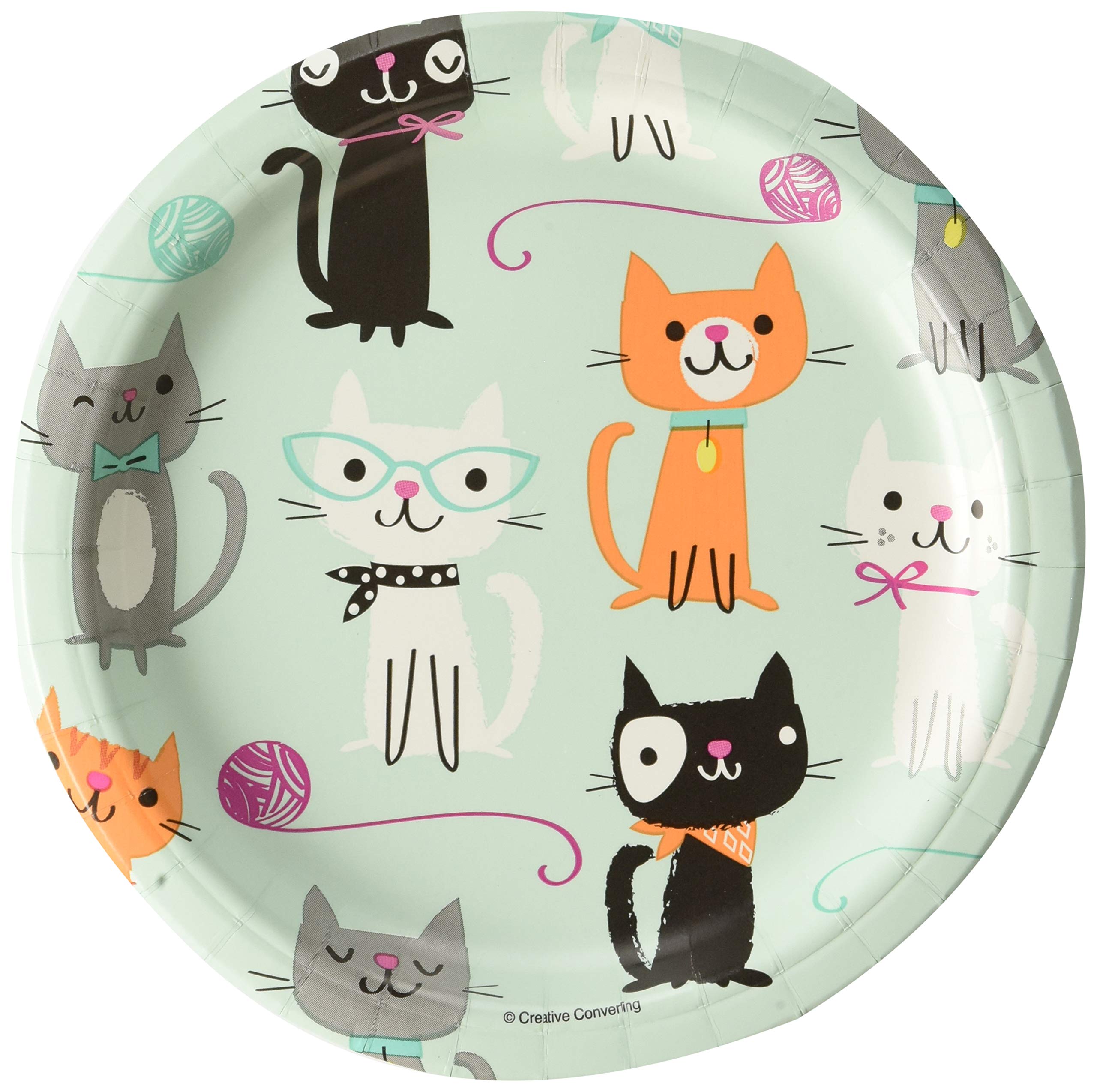Creative Converting Purr-Fect Party Paper Dessert Plates Party Supplies, Multicolor (328595