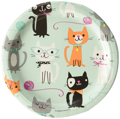 Creative Converting Purr-Fect Party Paper Dessert Plates Party Supplies, Multicolor (328595