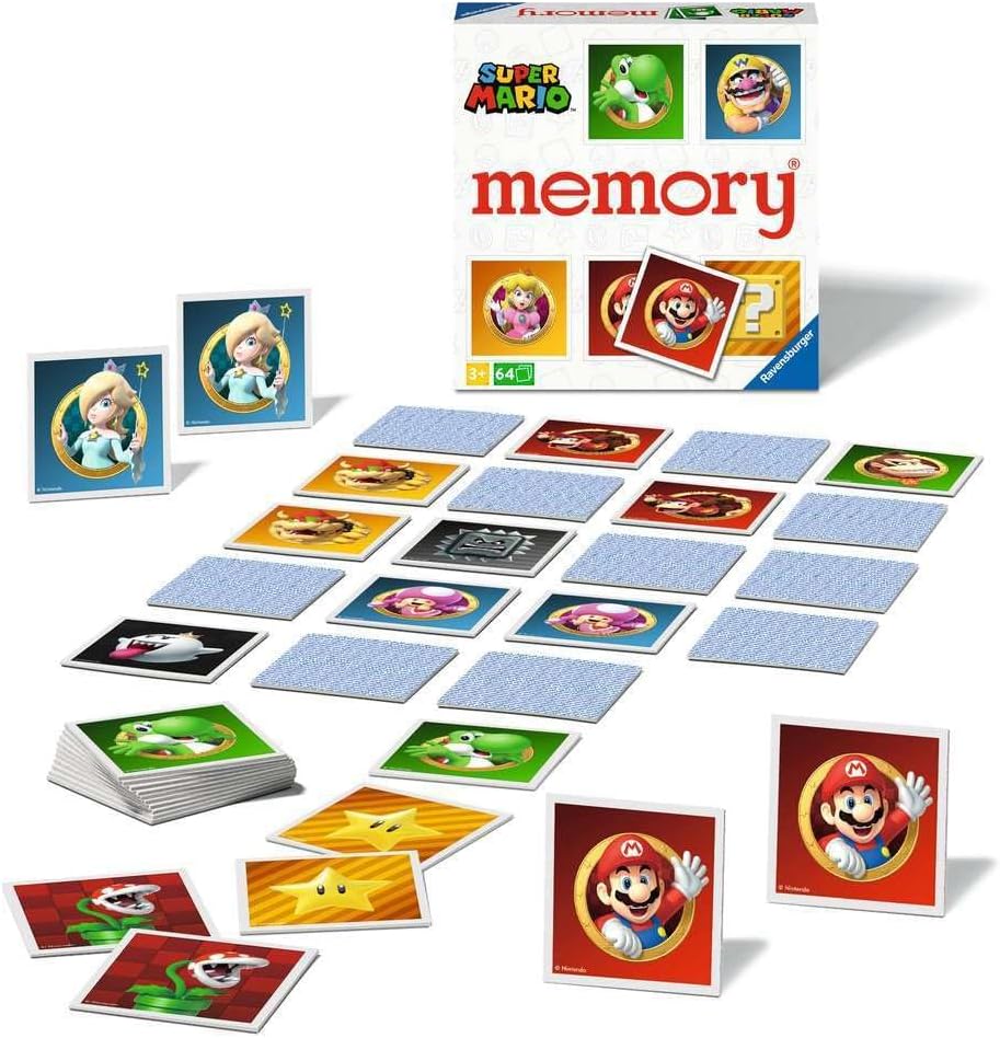 Ravensburger Super Mario Large Memory - Matching Picture Snap Pairs Game For Kids Age 3 Years and Up