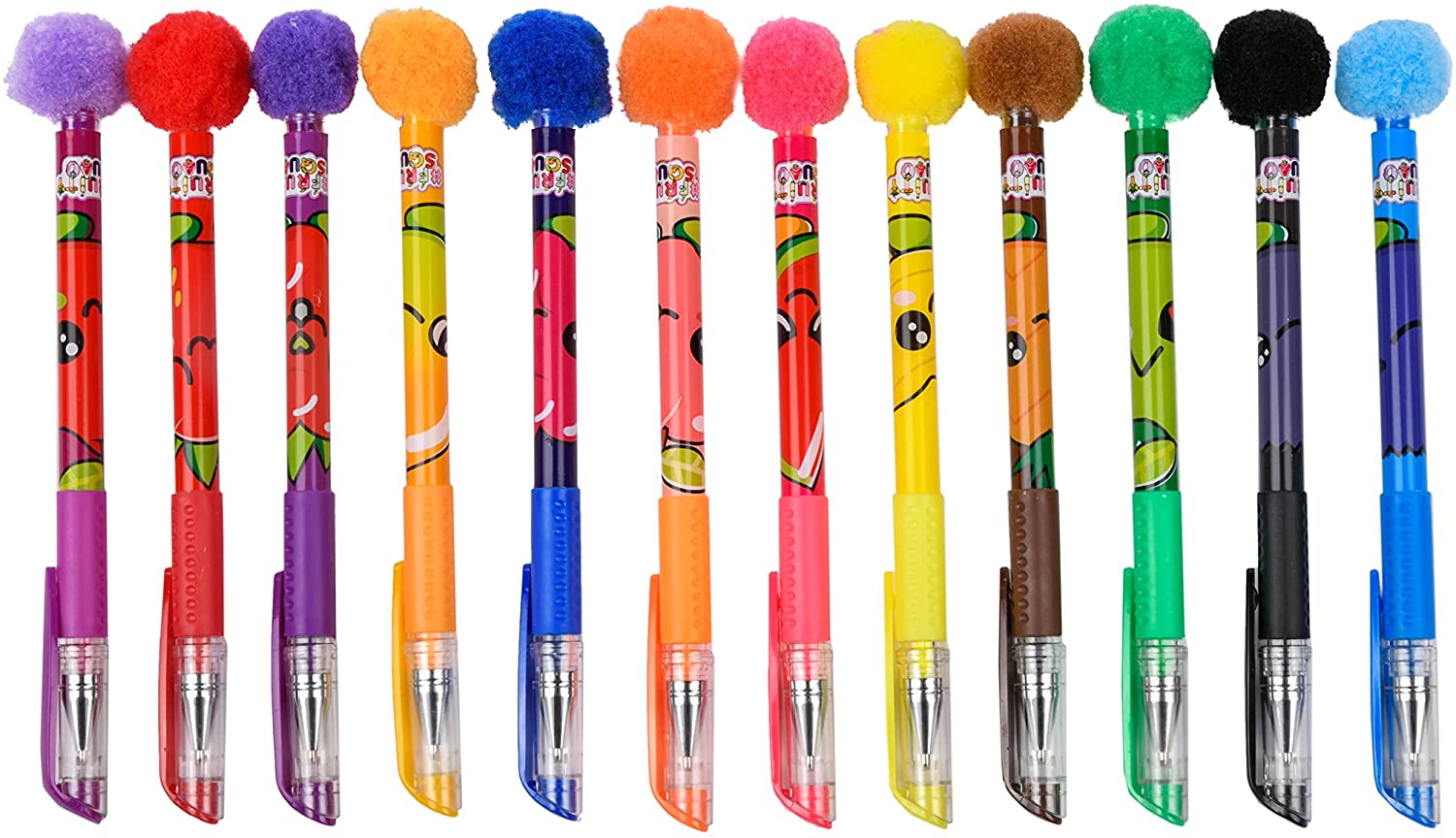 FRUITY SQUAD - Set of 12 Scented Gel Pens for Children, Assorted Colours FS60384 Multi-Coloured