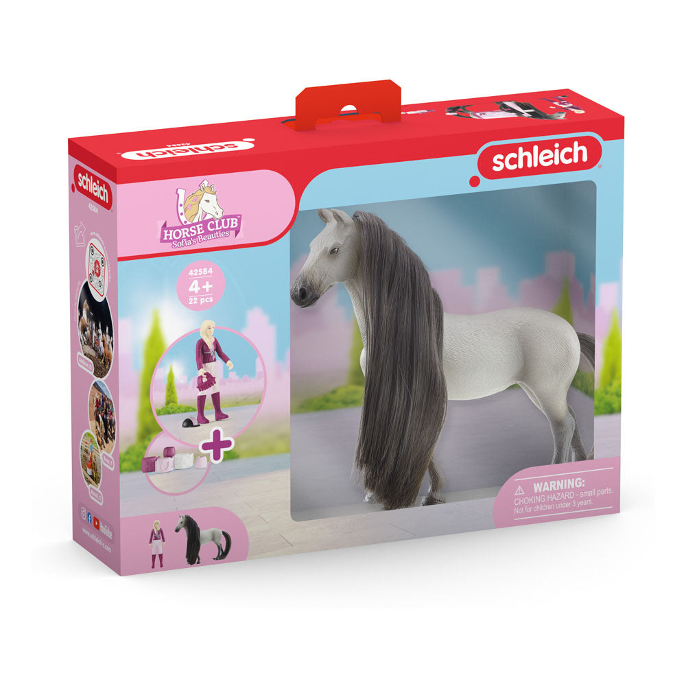 schleich Horse Club 42584 Sofia's Beauties 18-Piece Horse Beauty Set - Sofia Horse Rider and Horse Figurine with Brushable Styling Mane and Tail Plus Accessories, Toys Gift for Boys and Girls Ages 5+