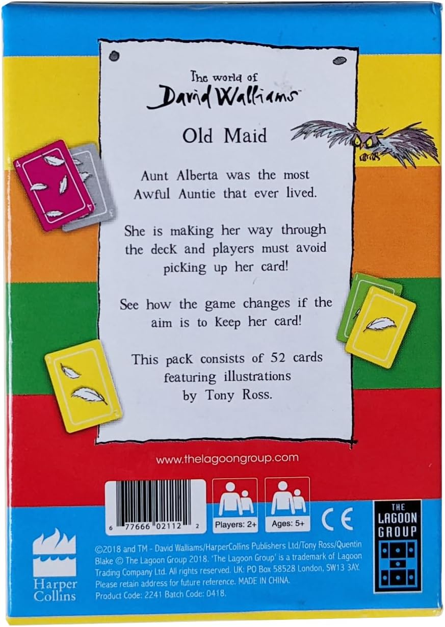 The Lagoon Group 2241 David Walliams Awful Auntie's Old Maid Card Game, Yellow