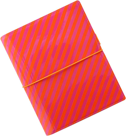 Filofax A5 Domino Patent Stripes Organiser - Orange/Pink