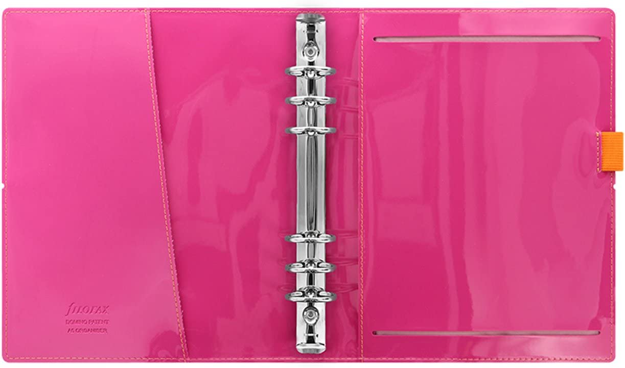 Filofax A5 Domino Patent Stripes Organiser - Orange/Pink