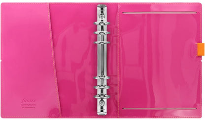 Filofax A5 Domino Patent Stripes Organiser - Orange/Pink