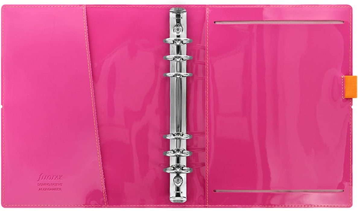 Filofax A5 Domino Patent Stripes Organiser - Orange/Pink