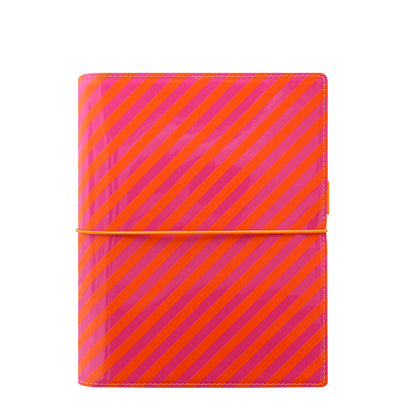 Filofax A5 Domino Patent Stripes Organiser - Orange/Pink