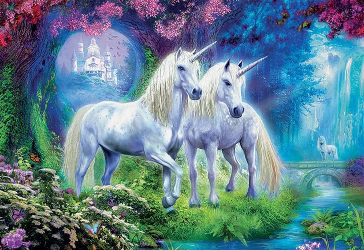 Educa - Puzzle 500 Teile für Erwachsene | Einhörner im Wald, 500 Teile Puzzle für Erwachsene und Kinder ab 11 Jahren, Unicorns, Fantasy (17648