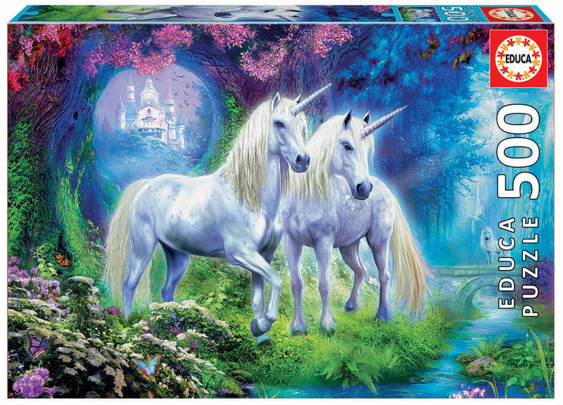 Educa - Puzzle 500 Teile für Erwachsene | Einhörner im Wald, 500 Teile Puzzle für Erwachsene und Kinder ab 11 Jahren, Unicorns, Fantasy (17648