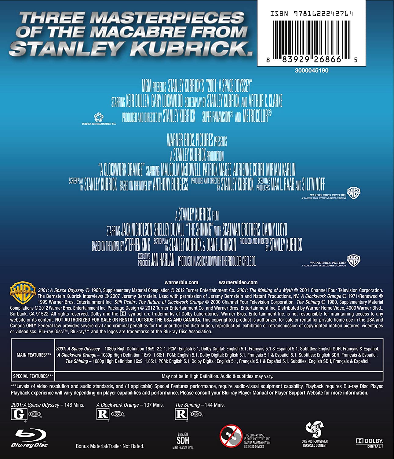 2001: A Space Odyssey / a Clockwork Orange / The Shining