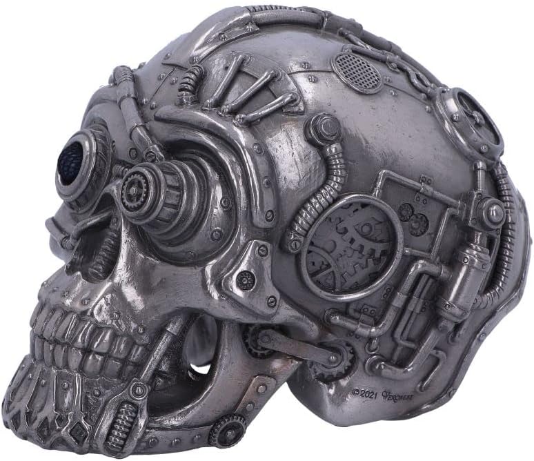 Nemesis Now Cybertron Skull, Silver, 16.5cm