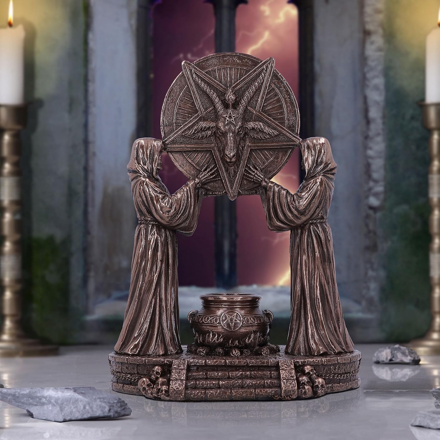 Nemesis Now Baphomet's Altar Figurine 18.5cm, Resin, Bronze, Baphomet Ornament, Baphomet's Altar Figurine, Expertly Hand-Painted, Cast in the Finest Resin