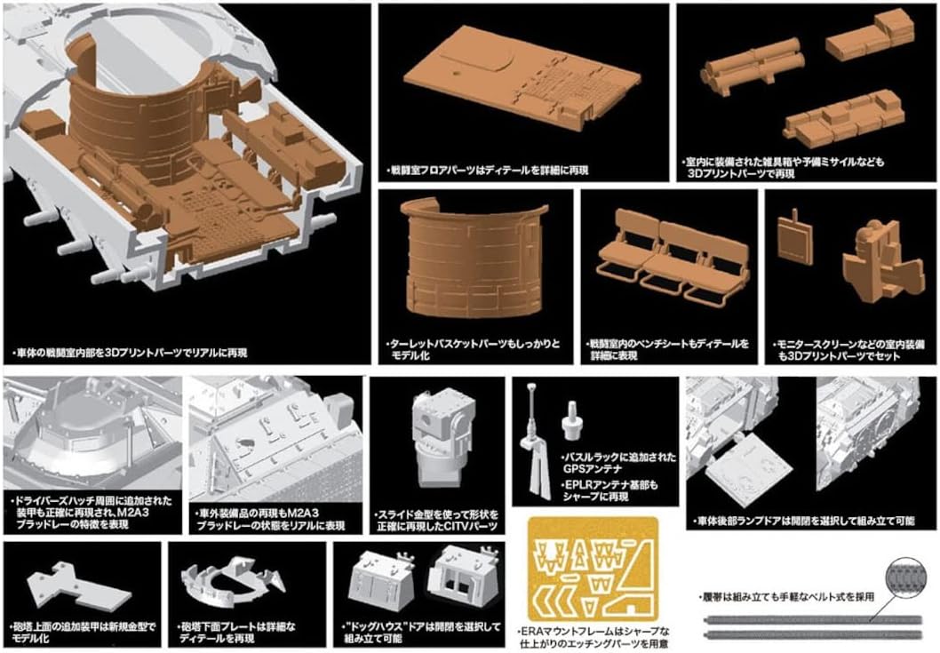 Dragon DR7610 1/72 US Army Infantry Fighter Car M2A3 Bradley with Interior Parts (3D Parts) Plastic Model