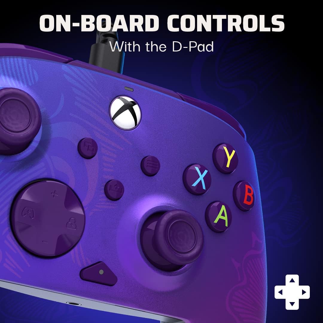 PDP Gaming REMATCH Enhanced Wired Controller Licensed for Xbox Series X|S/Xbox One/PC/Windows, Mappable Back Buttons, Advanced Customizable App - Purple Fade