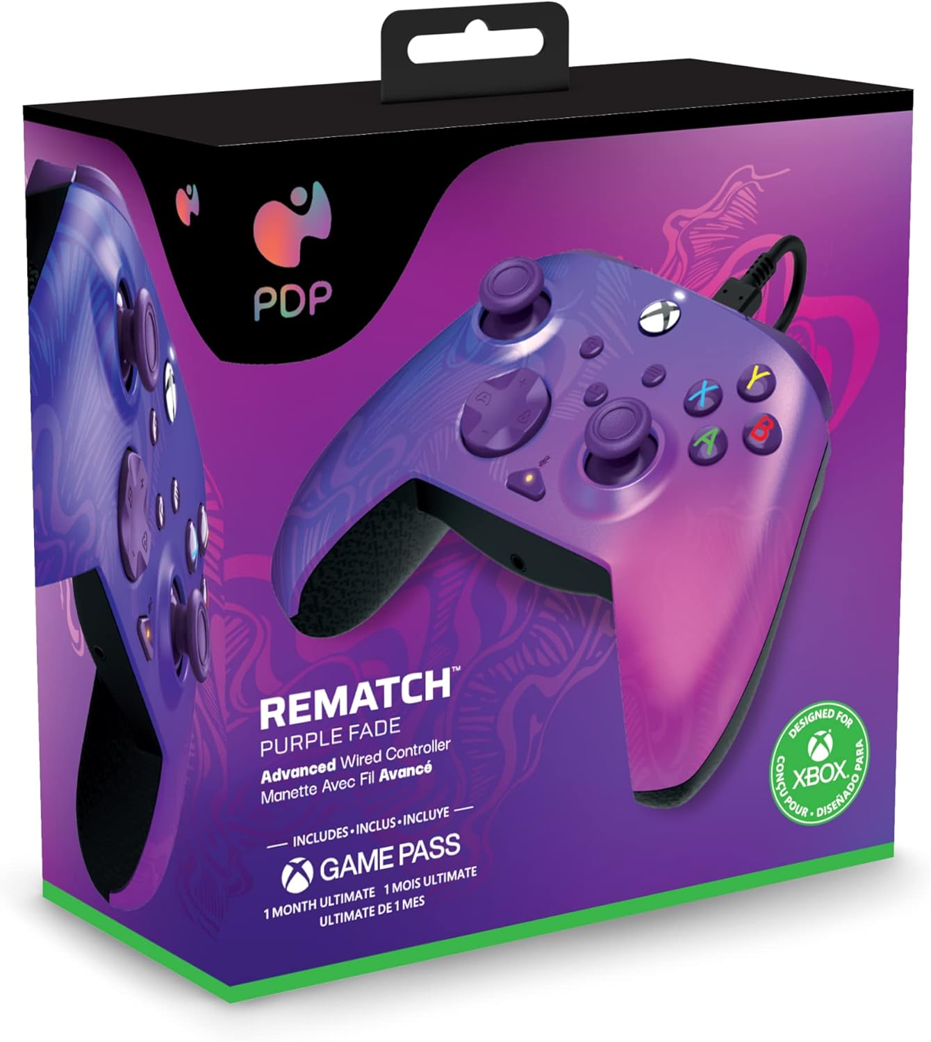 PDP Gaming REMATCH Enhanced Wired Controller Licensed for Xbox Series X|S/Xbox One/PC/Windows, Mappable Back Buttons, Advanced Customizable App - Purple Fade