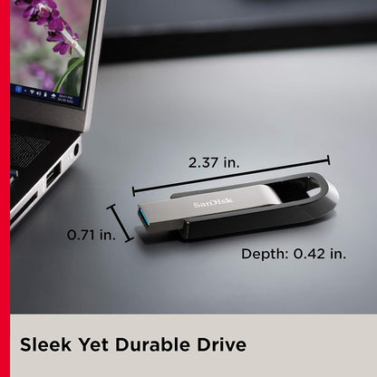SanDisk Extreme GO USB 3.2 Flash Drive 64 GB (Highspeed USB, Lesegeschwindigkeit 400 MB/s, SanDisk SecureAccess, RescuePRO Deluxe