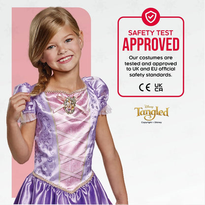 Disney Official Classic Rapunzel Dress Up for Girls, Rapunzel Costume Kids Fancy Dress, Tangled Dress Up for Girls Outfit, Princess Costumes for Girls, World Book Day Costumes for Girls