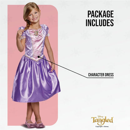 Disney Official Classic Rapunzel Dress Up for Girls, Rapunzel Costume Kids Fancy Dress, Tangled Dress Up for Girls Outfit, Princess Costumes for Girls, World Book Day Costumes for Girls