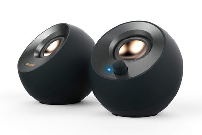 CREATIVE Pebble V2 - Minimalistic 2.0 USB-C Powered Desktop Speakers, 3.5 mm AUX-in, Up to 8W RMS Power for Computers and Laptops, Type-A Adapter Included and Extended Cable (Black