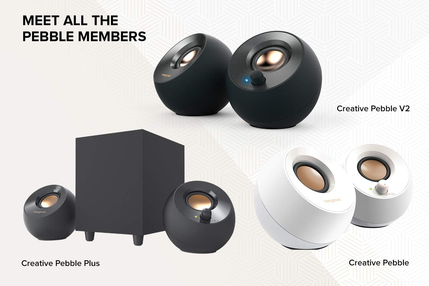 CREATIVE Pebble V2 - Minimalistic 2.0 USB-C Powered Desktop Speakers, 3.5 mm AUX-in, Up to 8W RMS Power for Computers and Laptops, Type-A Adapter Included and Extended Cable (Black