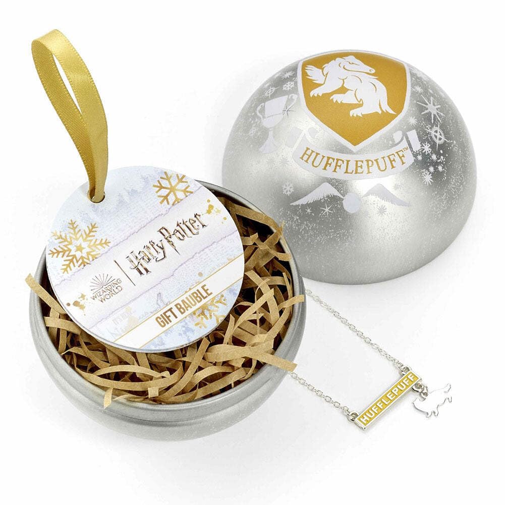 Harry Potter Boule de Poufsouffle avec Collier Maison, HARRY POTTER Bola Oficial de Harry Potter Hufflepuff con Collar de casa, Offizielle Harry Potter Hufflepuff-Kugel mit Haus-Halskette, Official Harry Potter Hufflepuff Bauble with House Necklace