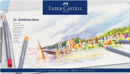 Faber-Castell Creative Studio Goldfaber Aqua Watercolour Pencil, Multicoloured, Tin Of 36, For Art, Craft, Drawing, Sketching, Home, School, University, Colouring