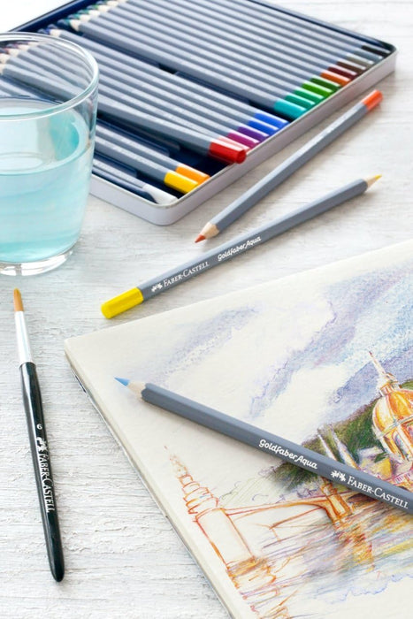 Faber-Castell Creative Studio Goldfaber Aqua Watercolour Pencil, Multicoloured, Tin Of 36, For Art, Craft, Drawing, Sketching, Home, School, University, Colouring