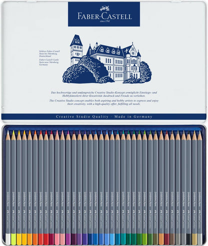 Faber-Castell Creative Studio Goldfaber Aqua Watercolour Pencil, Multicoloured, Tin Of 36, For Art, Craft, Drawing, Sketching, Home, School, University, Colouring