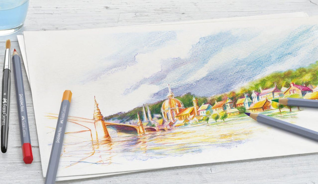 Faber-Castell Creative Studio Goldfaber Aqua Watercolour Pencil, Multicoloured, Tin Of 36, For Art, Craft, Drawing, Sketching, Home, School, University, Colouring