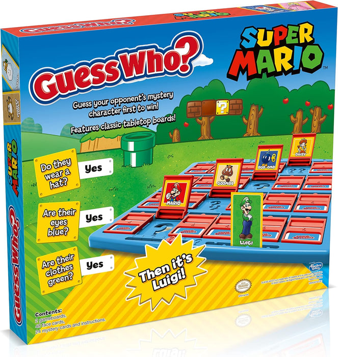 Winning Moves Super Mario Guess Who? Board Game, Play with classic Nintendo characters including Mario, Luigi, Peach, Bowser, and Donkey Kong, 2 players makes a great gift for ages 3 plus